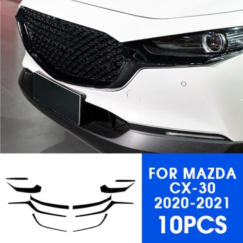 12Pcs/set Center Grille Grill Stripe Cover Trim Car Stickers For Mazda CX-30 2020-2021 Exterior Accessories Creative Stickers