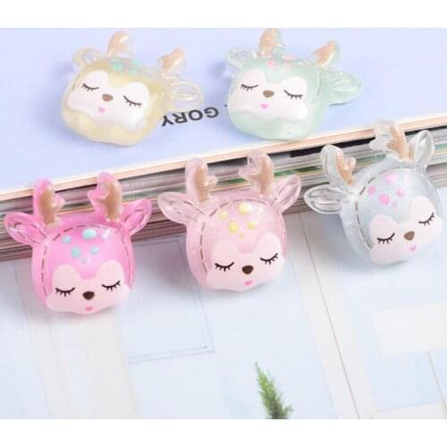 10pcs/lot Flatback Resin Glitter Deer Christmas Decoration Craft Flat back Cabochon Embellishments For Scrapbooking Diy