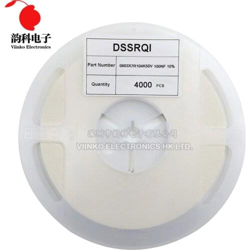 4000pcs 0603 SMD Chip Multilayer Ceramic Capacitor 0.5pF - 22uF 10pF 22pF 100pF 1nF 10nF 15nF 100nF 0.1uF 1uF 2.2uF 4.7uF 10uF