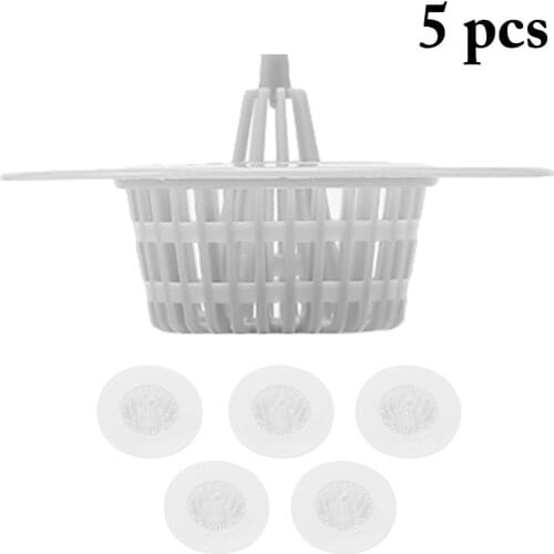5PCS Justdolife Hair Trap Practical Hair Catcher Sink Strainer Kitchen & Bathroom Kitchen Sink Stopper Water Deodorant Drainer