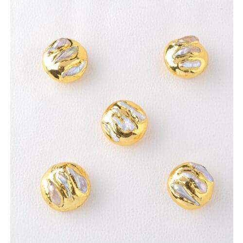 5PCS 27x29mm Keshi Pearl Yellow Golden Beads