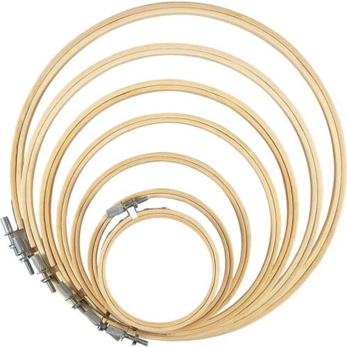 7 Pcs Embroidery Hoop Set Bamboo Circle Cross Stitch Hoop Ring 3.2 Inch to 10.2 Inch for Embroidery and Cross Stitch