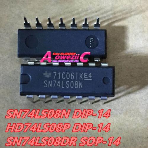 Aoweziic 2017+ 100% new imported original 74LS08 SN74LS08N HD74LS08P DIP14 / SN74LS08DR LS08 SOP-14 Four way 2 input and gate