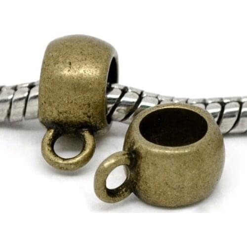Free Shipping 250pcs Antique Bronze Bail Big Hole Beads Fits European Charm Bracelet 11x5mm Jewelry Findings J0343F