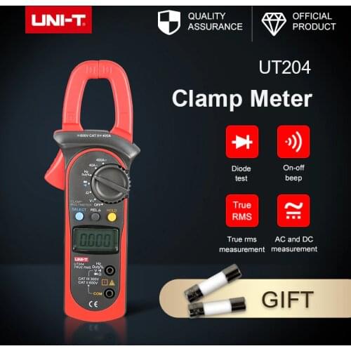 Digital clamp meter 400A True RMS UT204 AC DC Voltage Current Resistance capacitance frequency connectivity diode measurement