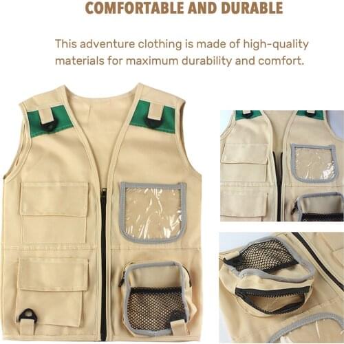 Kids Cargo Vest & Hat Camping Outdoor Explorer Set Role Play Children Gift