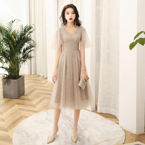 New Illusion V-Neck Long Sexy Evening Dresses A- Line Simple Backless Formal Birthday Sequins Prom Dress