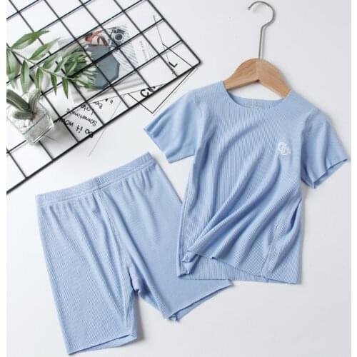 Boys Girls Pajamas New Summer Short Sleeve Childrens Clothing Sleepwear Cotton Pyjamas Sets For Kids 2 4 5 6 8 9 10 Years
