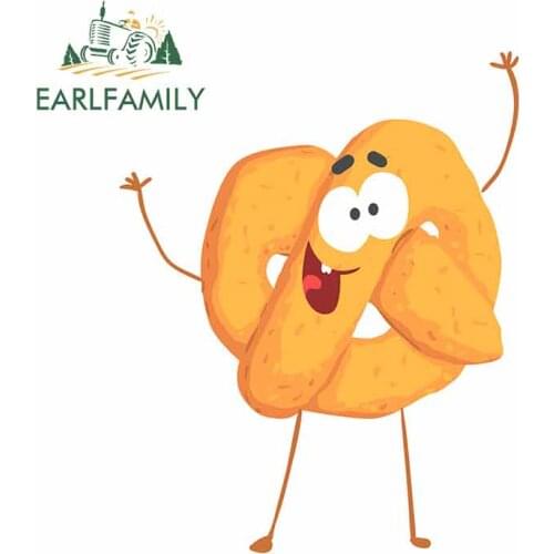 EARLFAMILY 13cm x 10.4cm Cute Pretzel Decal DIY Waterproof Car Accessories Funny Car Stickers for SUV Window Bumper Decoration
