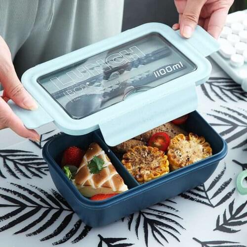 Leak-Proof lunch box for kids Wheat Straw Material food container storage Portable japanese style cute bento box with Tableware