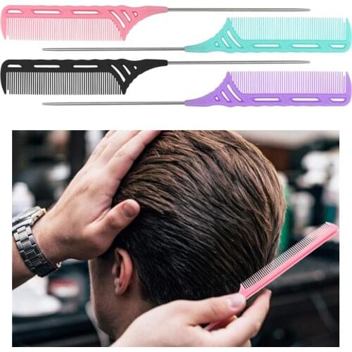 Rat Tail Comb Steel Pin with Stainless Steel Pintail for Women / Men Sectioning and Styling Tool Barbers Hairdressing Comb