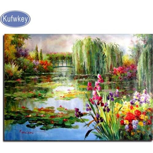 Claude Monet Colorful Water Lily Diamond painting,mosaic Diamond picture Full Square/round 5d diamond Embroidery sale,wall arts