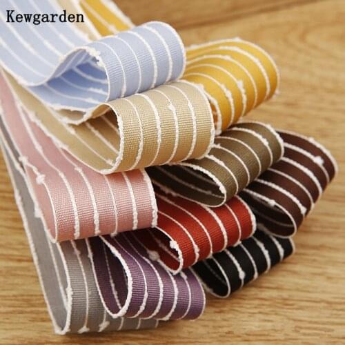 Kewgarden DIY Make Lolita Bow Hair Accessories Handmade Crafts Stripe Ribbon 1" 1.5" 10mm 25mm 38mm 10 Yards