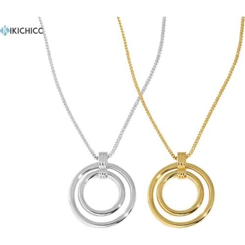 KIKICHICC 100% 925 Sterling Silver 2 Circels Coins Round Pendant Long Chain Choker Luxury Jewelry Women Fine Jewelry For Women