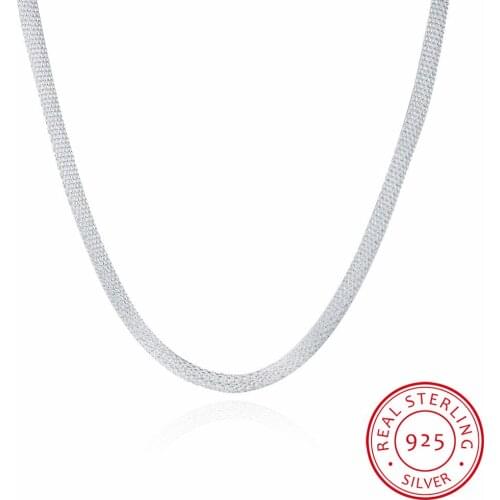 Lekani Mesh Snake Chain Choker Necklace Cool Mens Fine Jewelry 4mm 50cm 925 Sterling Silver Round Necklace 20inchs