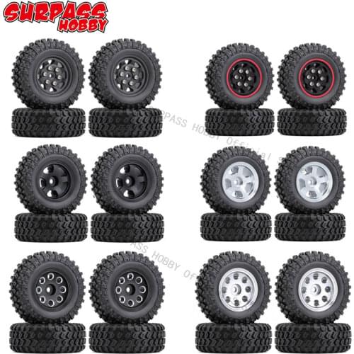 Surpass Hobby 4PCS Beadlock Micro Crawler Wheel Rims Tires Set Flaps Fender for 1/24 RC Crawler Car Axial SCX24 90081