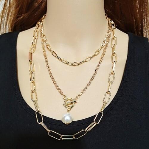 DIEZI Multilayer Imitation Pearl Necklace For Women Girls 2021 New Fashion Water Drop Pendant Choker Chain Necklace Jewelry