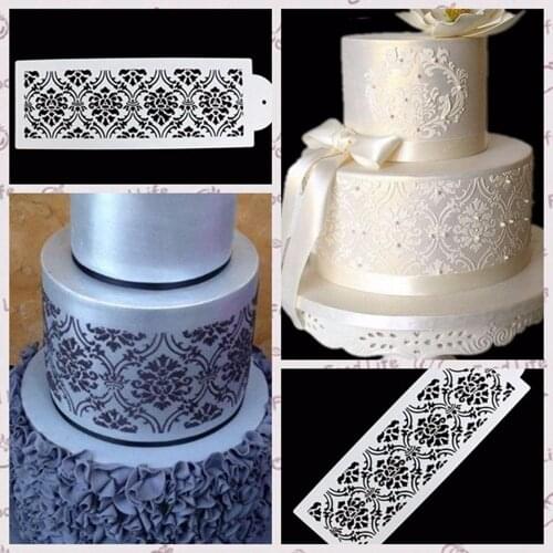 Fashion Damask Lace Stencil Stencil Birthday Cake Side Cupcake Sugarcraft Decoration Baking Tool 1pc
