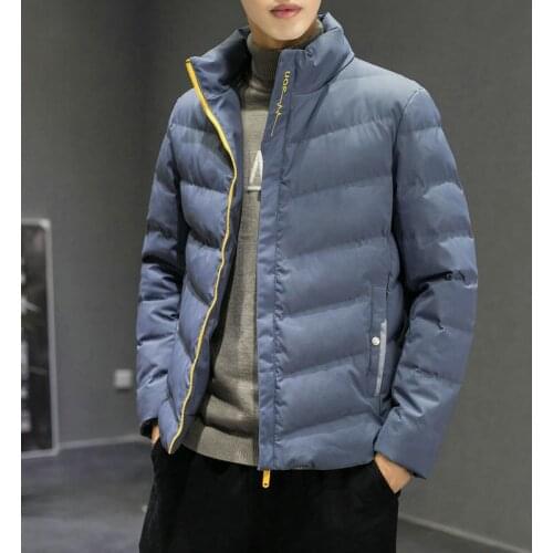 Mens Winter Fashion Warm Coat Cotton-padded Jacket Stand Collar Thicken Cotton Coat Male Outfit Streetwear