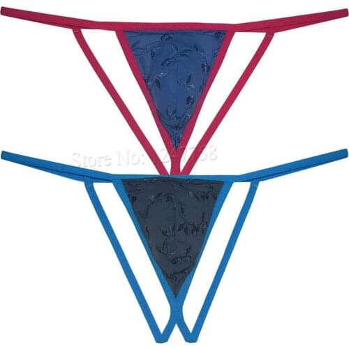 Mens Embroidery Jockstrap Bikini Underwear Sissy String Thong Pouch T-Back String Homme Calzoncillos Hombre