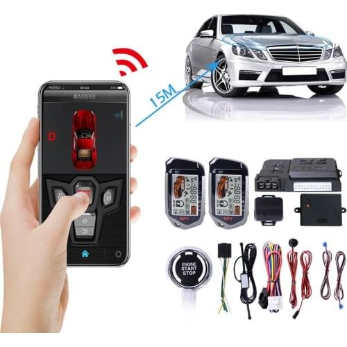 Start With Phone Smart Keyless Entry Car Remote Engine Starter Central Locking 2-Way Alarm With Autostart One Button Push Stop
