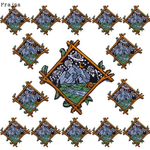 Prajna 10PCS Iron On Space Mountain Patches For Clothes Patch Outdoor Mountain Adventure Embroiderd Patches For Clothing Jeans