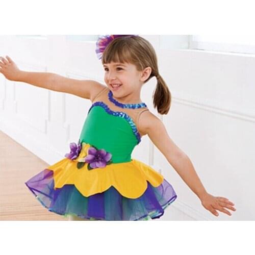2018 New Girl Ballet Dance Dress Kids BalletTutu Costume Children Stage Proformance Competition Suit Dress+Headwear B-2395