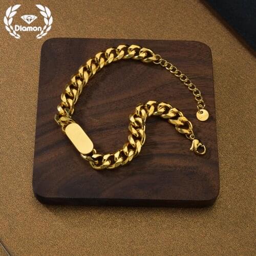 Diamon 2021 New Thick Chain Bracelet Stainless Steel Jewelry Simple Oval Ins Bangle for Women Birthday Anniversary Wedding Gift