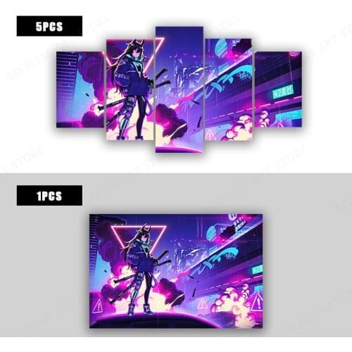 Cyber City Girls Anime Posters And Prints Wall Pictures For Living Room Canvas Painting Decorative Home Decor
