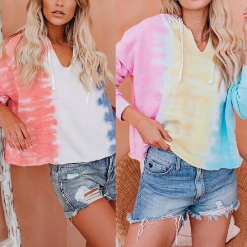 Casual Tie-Dye Loose Women Hoodies Shirt High Fashion Harajuku Hooded Sweatshirt Ladies Autumn Sweatshirt