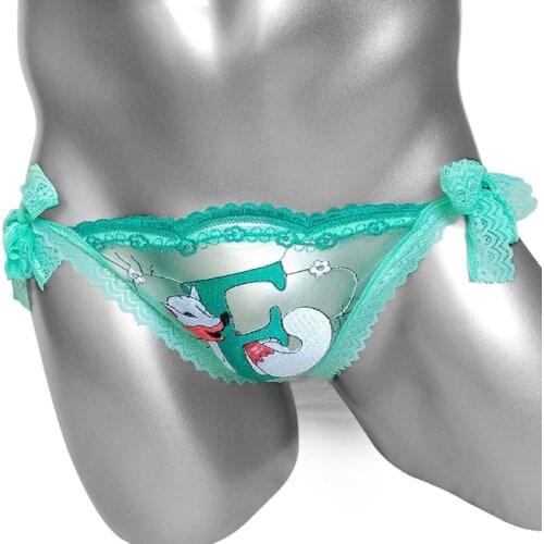 Transparent Lolita Sissy Men Panties Embroidery Lace-Up Lace Sexy Lingerie Brief Underwear See Through Gay Male Lace Underpants