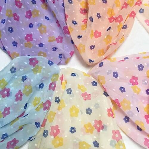Cosplay Dress Chiffon Swissdot Printed Soft Flower dress fabric swiss dot chiffon dress material