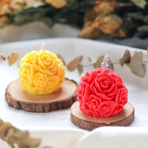 1Pcs Rose Ball Silicone Candle Mold Aromatherapy Candle Silicone Mold Home Decoration Flower Candle Silica Gel Mould For Candle