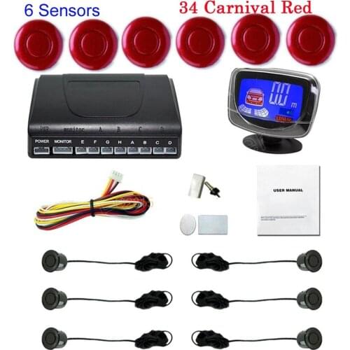 Car Parking Sensor Assistance System LCD display monitor 6 Sensors 44 colors to choose backup reverse radar free shipping