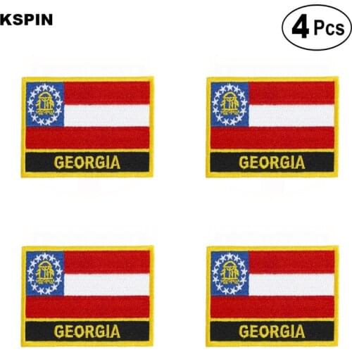 U.S.A Georgia Rectangular Shape Flag Iron on Saw on Patches Embroidered Flag Patches National Flag Patches for Clothing