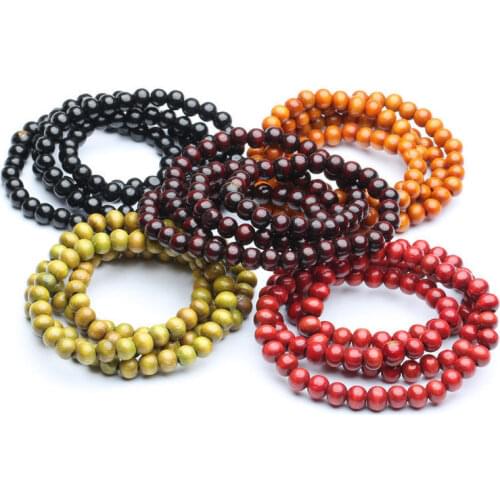 Tibetan Buddhism 108 wood Prayer Buddha carved Bead Mala Necklace