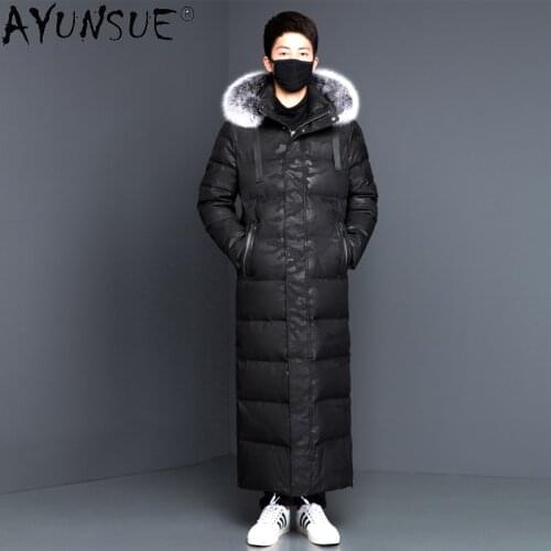 AYUNSUE Thick Down Jacket Men Clothing Long Parka 2020 Korean Style 90% Goose Down Jackets Fur Collar Coat Erkekler Ceket LXR954