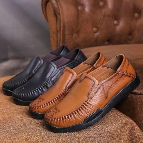 Witer Mens Genuine Leather Shoes Leather Soft Anti-slip Loafers Shoes Man Casual Leather Shoes