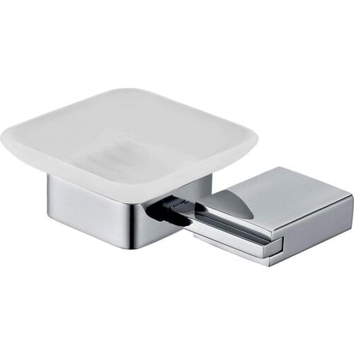 Mirror Polished SUS304 Stainless Steel Wall Mounted Bathroom Soap Dish Holder With Glass Modern Square Bathroom Soap Dish Set