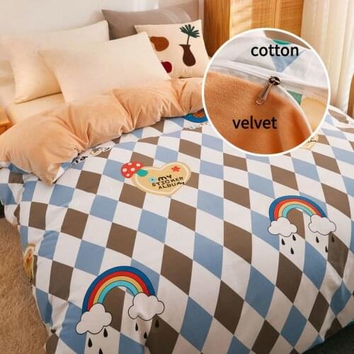 Winter Thick Inner Velvet Duvet Cover Super Soft Warm Quilt Cover Home Decor Double Side Fabric Bed Comforter Case