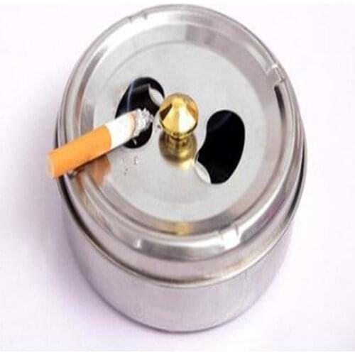 1PCS Home New Practical Smoking Accessories Stainless Steel Ashtray Lid Rotation Fully Enclosed Home Gadgets