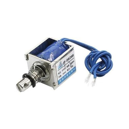 1PC JF-0826B 22*25*26 22x25x26 DC6V DC 12V DC 24V 350mA Suction 20N Stroke 10mm Push Pull Type Open Frame Solenoid Electromagnet