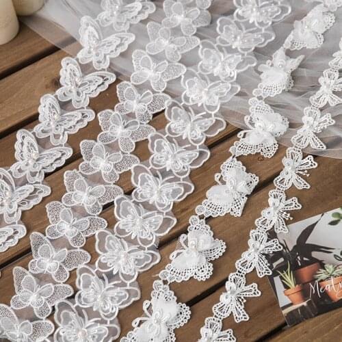 1 yards Butterfly Embroidery Organza Stain Ribbon Gift Packaging Clothes Sewing Materials Lace Ribbons