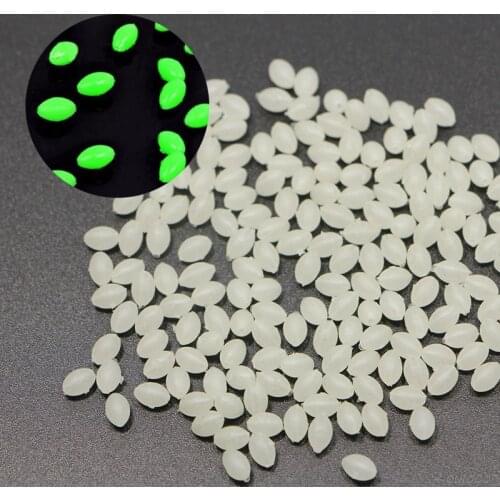 100PCS Oval Soft Rubber Luminous Fishing Beads Glowing Sink Beads For Treble Hook Fishing Rigs Green Red Fishing Lure Tackle M22