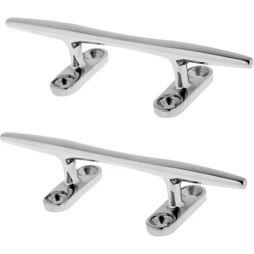 2Pcs 4Hole Sleek Line Cleat Stainless Steel Marine Sailing Boat Deck Dinghy 6inch + 8inch