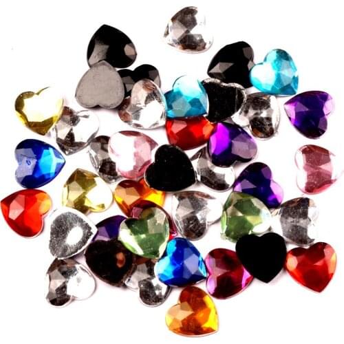 200Pcs Mixed Heart Acrylic Rhinestone Cabochon Flatback Decoration Crafts Embellishments For Scrapbooking Diy Accessories