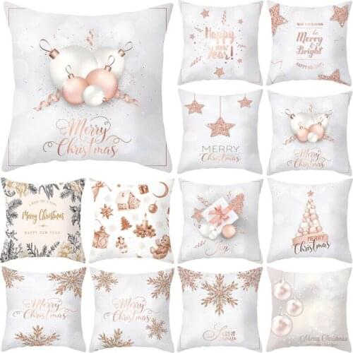 2021 Christmas Peach Skin Pillowcase Christmas Sofa Pillowcase Custom Cushion Cover 45x45cm Xmas Nordic style Party Decorating