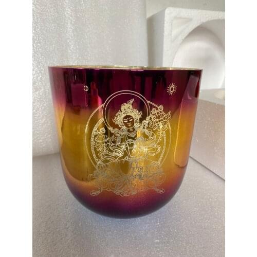 3rd octave B note Tara Engraving crystal singing bowl mixed shinny color 432Hz For sound theraphy