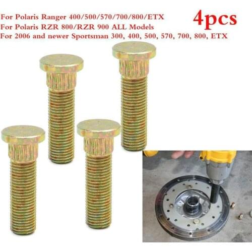 4 Pcs Rear Wheel Stud Bolts Screws Nuts Replace 7518378 For Polaris RZR 800 900 Sportsman 300 Ranger 400 500 570 700 800 ETX ATV