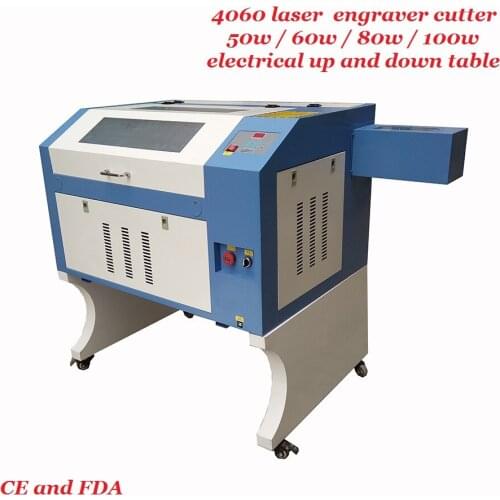 4060 laser engraver cutter 50w 60w 80w 100w free coreldraw software water cooling with four wheels supporter for wood acrylic